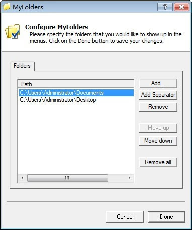 MyFolders(右键快捷复制文件夹工具)